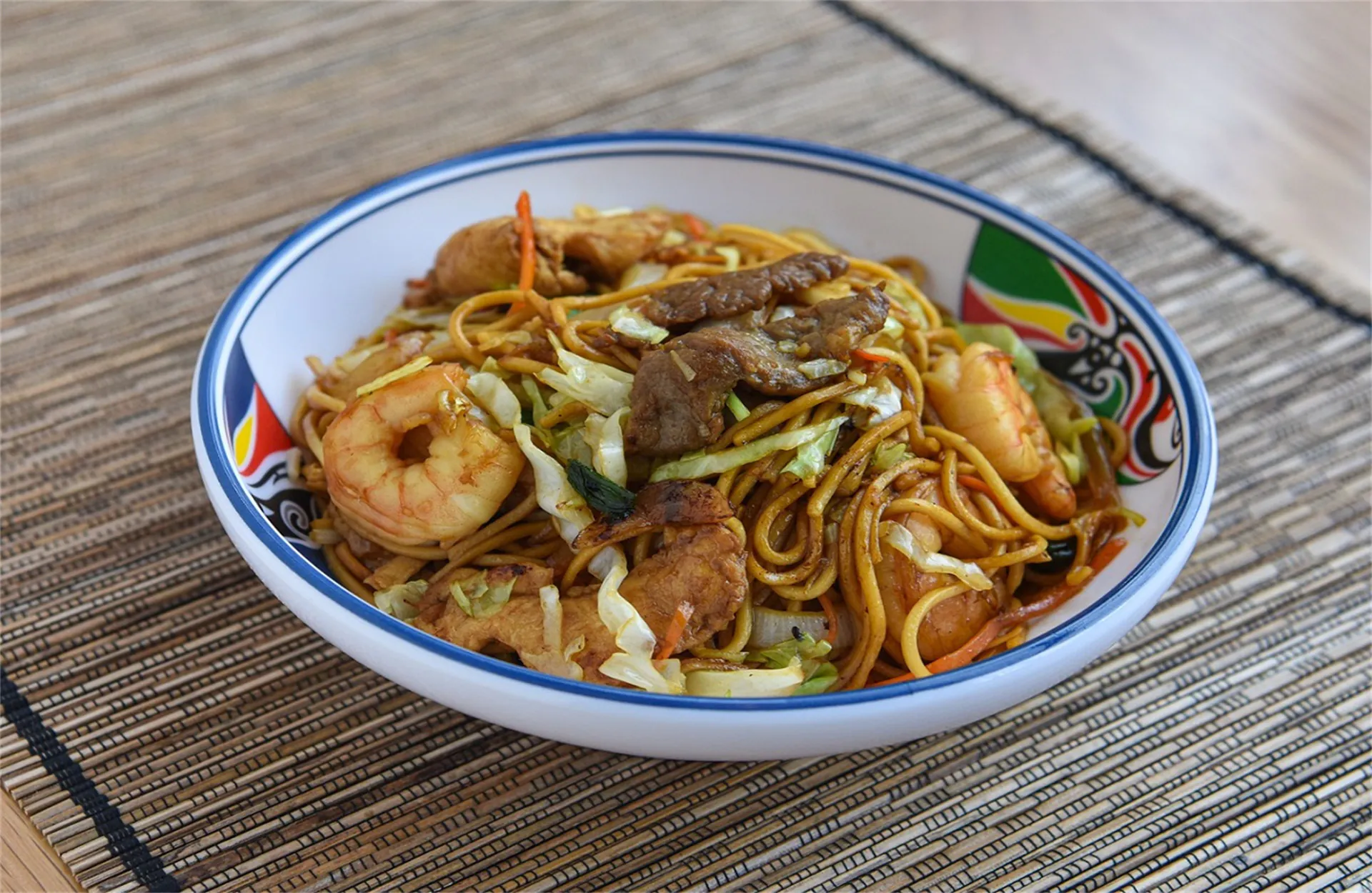 Stir-fried noodles with shrimp, meat and veggies at Best Food In Town II, a Chinese Restaurant in Mays Landing